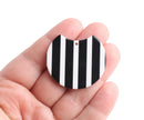 2 Round Half Circle Charms with Black and White Stripes, Geometric Shape, Acetate Plastic Beads, 37 x 33.5mm