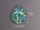 4 Large Teardrop Pendants in Pool Party, Mint Green, Blue and Gold, Multicolored Confetti Dots, Clear Acrylic Beads, 40 x 31.5mm