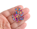 4 Large Teardrop Pendants in Cocktail Party, Pink, Gold and Blue, Colorful Confetti Dots, Clear Acrylic Bead, 40 x 31.5mm