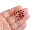 4 Round Circle Charms in Red Carpet Gala, Gold, Red and Black, Metallic Confetti Dots, Clear Acrylic, 30mm