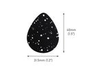 4 Large Teardrop Charms in Night Sky, Smooth Matte with White Paint Spray Dots, Black Acrylic, 40 x 31.5mm