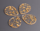 4 Large Teardrop Pendants with Gold Foil Flakes, Clear Acrylic Beads, Pear Shaped, 40 x 31.5mm