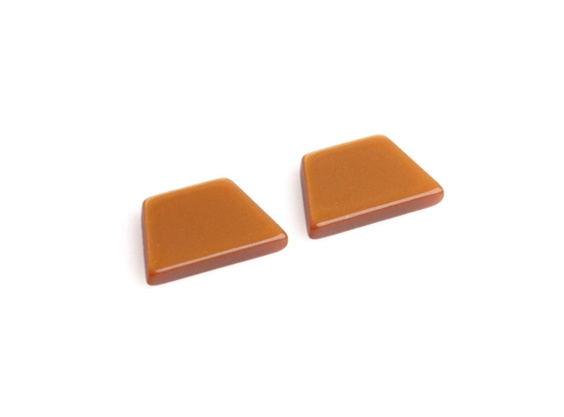 4 Trapezoid Cabochons in Sunkissed Brown, Undrilled Cabochons, Small Cab Flatbacks, Acetate, 16.5 x 10mm