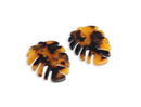 2 Palm Leaf Charms in Tortoise Shell, 1 Hole, Leaf Skeleton Shape, Acetate Plastic, 27 x 22.5mm