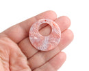 2 Round Pendants in Light Pink Pearl, Translucent White and Pink, Large Circle Charms, Acetate, 35mm