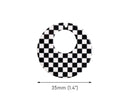 2 Checkered Ring Charms with Cut Out, 1 Hole, Little Black and White Squares, Cellulose Acetate, 35mm