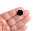 4 Black Acrylic Charms with 1 Hole, Flat Round Circle Tags, Smooth Discs, Acrylic, 14mm