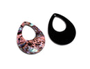 4 Large Teardrop Pendants in Pink Abalone, 1 Drilled Hole, Mother of Pearl Colored, Acrylic, 38 x 30mm