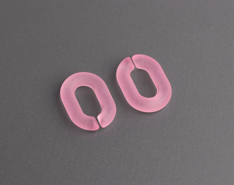 1ft Frosted Light Pink Chain Links, 19mm, Matte Acrylic, Small Connectors, Kawaii