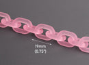 1ft Frosted Light Pink Chain Links, 19mm, Matte Acrylic, Small Connectors, Kawaii