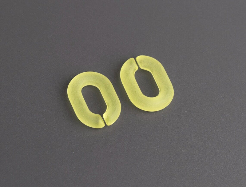 1ft Frosted Yellow Plastic Chain Links, 19mm, Matte Acrylic, Small Connectors