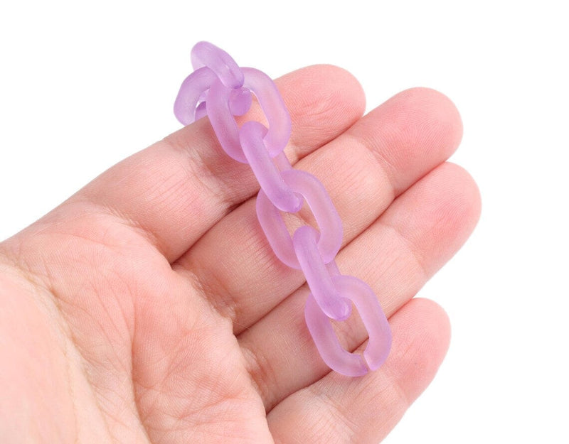 1ft Frosted Lilac Purple Chain Links, 19mm, Matte Acrylic, Small, Pastel Colors