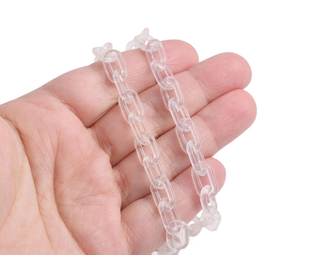 1ft Clear Acrylic Chain Links, 24mm, Transparent, For Cuban Link Neckl