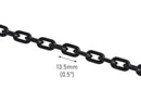 1ft Small Black Acrylic Chain, 13.5mm, Long Continuous Length, Paperclip Connectors