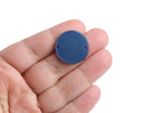 4 Dark Blue Round Connectors with 2 Holes, Flat Circle Disc Links, Cellulose Acetate, 22mm