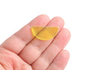 2 Neon Yellow Half Circle Charms, Transparent, Flat Half Round Discs, Acrylic, 30 x 15mm