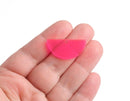 2 Neon Pink Half Circle Charms, Transparent, Chunky Earring Pieces, Acrylic, 30 x 15mm