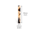 4 Thin Bar Charms in Blonde Tortoise Shell, 1 Hole, Flat Rectangle Drops, Craft and Jewelry, 35 x 4.5mm