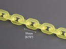 1ft Frosted Yellow Plastic Chain Links, 19mm, Matte Acrylic, Small Connectors