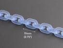 1ft Frosted Light Sapphire Blue Acrylic Chain Links, 19mm, For Cute Bracelets