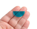 2 Transparent Blue Half Circle Charms, 1 Hole, Craft Components, Glass Acrylic, 30 x 15mm
