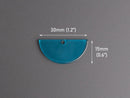 2 Transparent Blue Half Circle Charms, 1 Hole, Craft Components, Glass Acrylic, 30 x 15mm