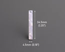 4 White Pearl Stick Charms, 1 Hole, Acetate Plastic, Vertical Bar Charms, Flat Rectangle, 34.5 x 4.5mm