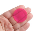 4 Neon Pink Round Circle Charms, 1 Hole, Transparent and Fluorescent Beads, Acrylic, 35mm