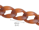 1ft Frosted Acrylic Chain Links in Coffee Brown, 60mm, Super Chunky Chain for Purses
