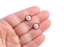 4 Rose Gold Plated Bezel Stud Earring Settings, Deep Base Tray with Round Cup, Thin Frame, Fits 8mm Cabs