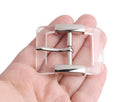 1 Large Clear Lucite Buckle with Shiny Silver Closure, Contoured, Sewing Notions for Swimsuits and Purse Hardware, 2 x 1.6"