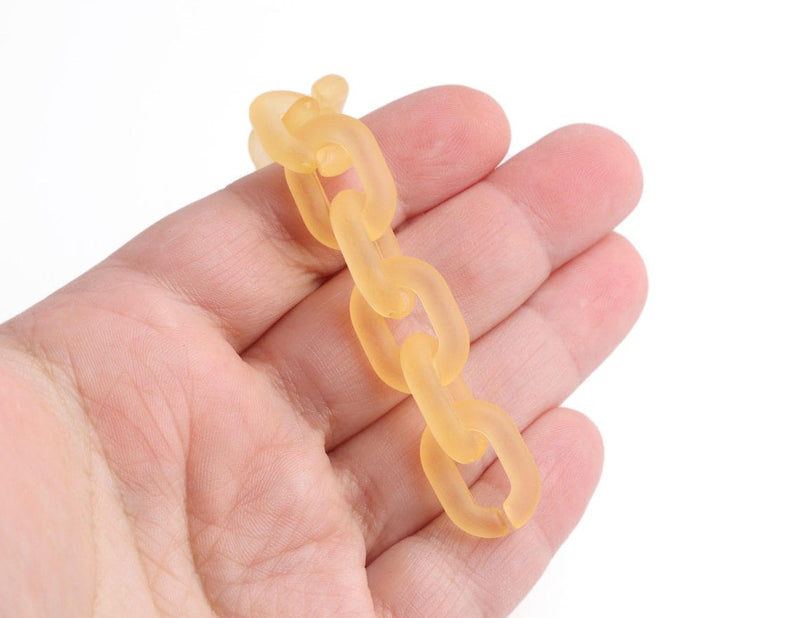 1ft Frosted Orange Acrylic Chain Links, 19mm, Pastel Kawaii, For Cute Bracelets