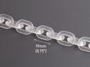 1ft Frosted Clear Acrylic Chain Links, 19mm, Matte White Crystal, For Jewelry Making