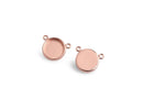 4 Round Bezel Cup Links in Rose Gold, Bezel Setting Connector, Necklace Pendant Tray with 2 Holes, Fits 10mm
