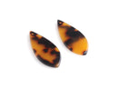 4 Teardrop Dagger Charms in Tortoise Shell, Marquise and Horse Eye Shape, Acetate Plastic, 36 x 15.5mm