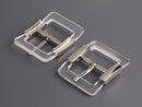1 Large Clear Lucite Buckle with Shiny Silver Closure, Contoured, Sewing Notions for Swimsuits and Purse Hardware, 2 x 1.6"