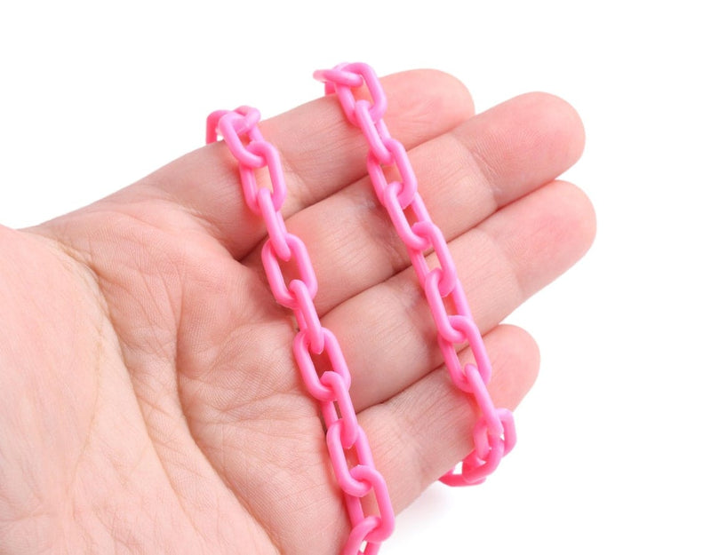 1ft Small Light Pink Acrylic Chain, 13.5mm, Long Continuous Length, For Jewelry and Crafts