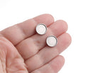 4 Stainless Steel Bezel Stud Earring Settings, Shallow, Round Base Tray, Ear Stud Posts, Fits 10mm