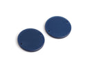 4 Dark Blue Round Connectors with 2 Holes, Flat Circle Disc Links, Cellulose Acetate, 22mm