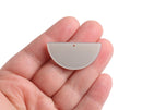 2 Half Circle Charms in Nude Pink and Silver Grey, 1 Hole, Reversible Plastic Beads, Acetate, 37 x 18mm