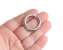 2 Silver Spring Gate Clips, Key Chain and Purse Strap Attacher Rings, O Ring, Round Carabiner, Zinc Alloy Metal, 1.05" Inch