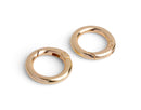 2 Gold Spring Gate Clips, Bag and Purse Strap Attacher Rings, O Ring, Round Carabiner, Zinc Alloy Metal, 1.05" Inch
