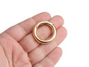 2 Gold Spring Gate Clips, Bag and Purse Strap Attacher Rings, O Ring, Round Carabiner, Zinc Alloy Metal, 1.05" Inch