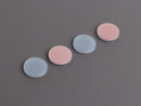 4 Round Cabochons in Light Blue and Blush Pink, Reversible Colors, Resin Cabs for Studs and Embellishment, 15mm