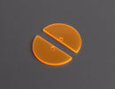 2 Neon Orange Half Circle Charms, Transparent and Fluorescent Colored, Acrylic, 30 x 15mm