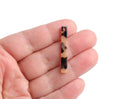4 Thin Bar Charms in Blonde Tortoise Shell, 1 Hole, Flat Rectangle Drops, Craft and Jewelry, 35 x 4.5mm