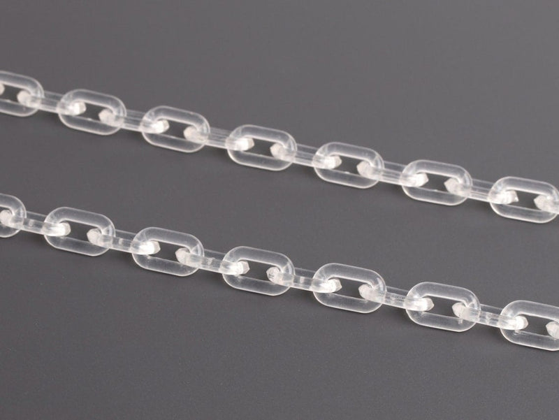 1ft Small Clear Acrylic Chain, 13.5mm, Long Continuous Length, For Decoration