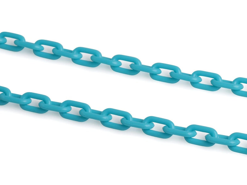 1ft Small Blue Teal Acrylic Chain, 13.5mm, Long Continuous Length, For Jewelry