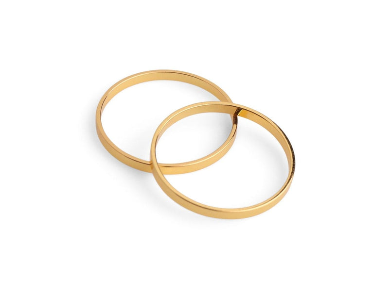 4 Gold Plated Ring Link Beads, Extra Thin Round O-Rings, Flat Circle Loops, Closed Jumprings, Metal Brass, 1" Inch, 25mm