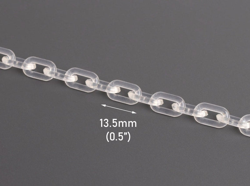 1ft Small Clear Acrylic Chain, 13.5mm, Long Continuous Length, For Decoration